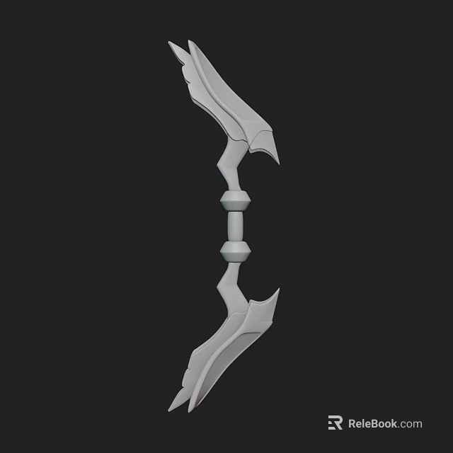 Sharp Curved Bladed Weapon With Symmetrical Design And Decorative Central Structure 3d model 