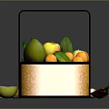 Fresh Fruits in Orange Woven Basket with Pears Apples Oranges Lemon Slices and Dragon Fruit