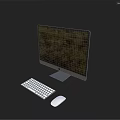 Modern Desktop Computer Monitor With Keyboard And Mouse On Gray Desk