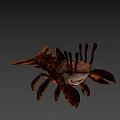 Fantasy 3D Game Movie Character With Crab Like Claws Spiked Back And Orange Black Patterns