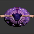 Game Movie Character Blue Haired Girl In Purple Lace Decorated Dress Arms Outstretched Pink Shoes