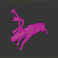 Polished Wooden Deer Sculpture With Antlers And Reflection On Dark Surface