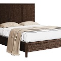 Double Bed Solid Wood Bed Export American Double Bed Soft-backed Simple Master Bed French Retro Oak Bed 3d model