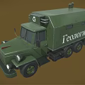 Green Military Technical Truck With Roof Equipment And Front Grille Design