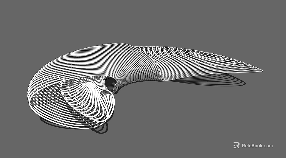 Modern Landscape Seat With Artistic Spiral Curved Lines And Hollow Design 3d model 