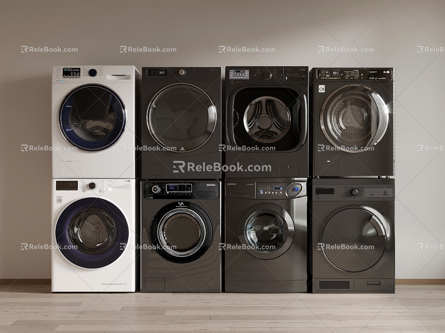 Modern Washer Wall Mounted Washer Dryer Appliances 3d model