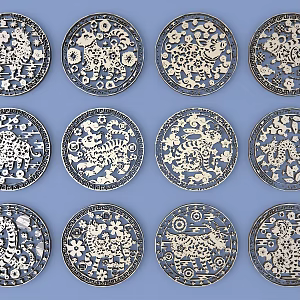 Chinese Metal Carved Chinese Zodiac Carved Chinese Pattern Hollow Carved Traditional Carved 3d model