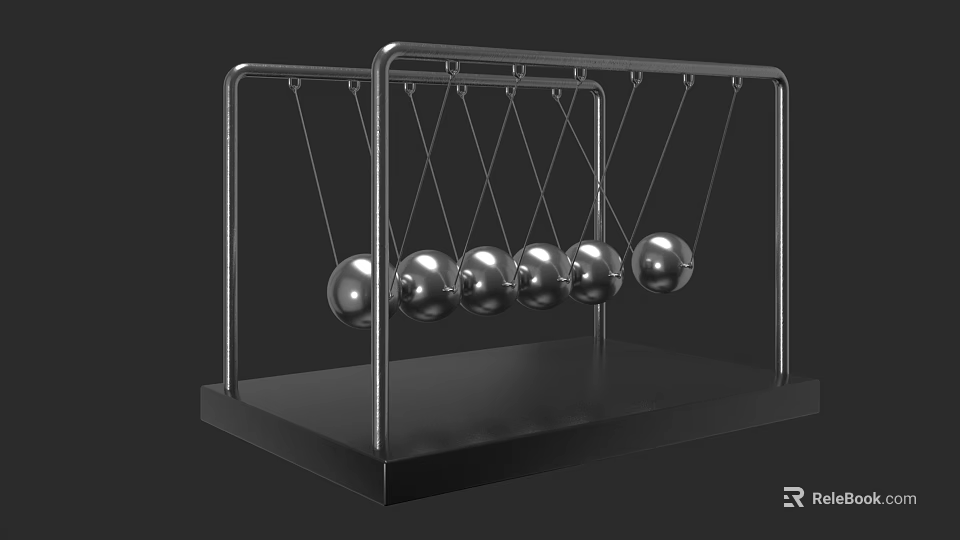 Modern Decorative Ornament Set Featuring Metal Frame And Hanging Pendulum Balls 3d model