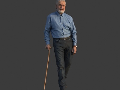 Man on crutches old man model