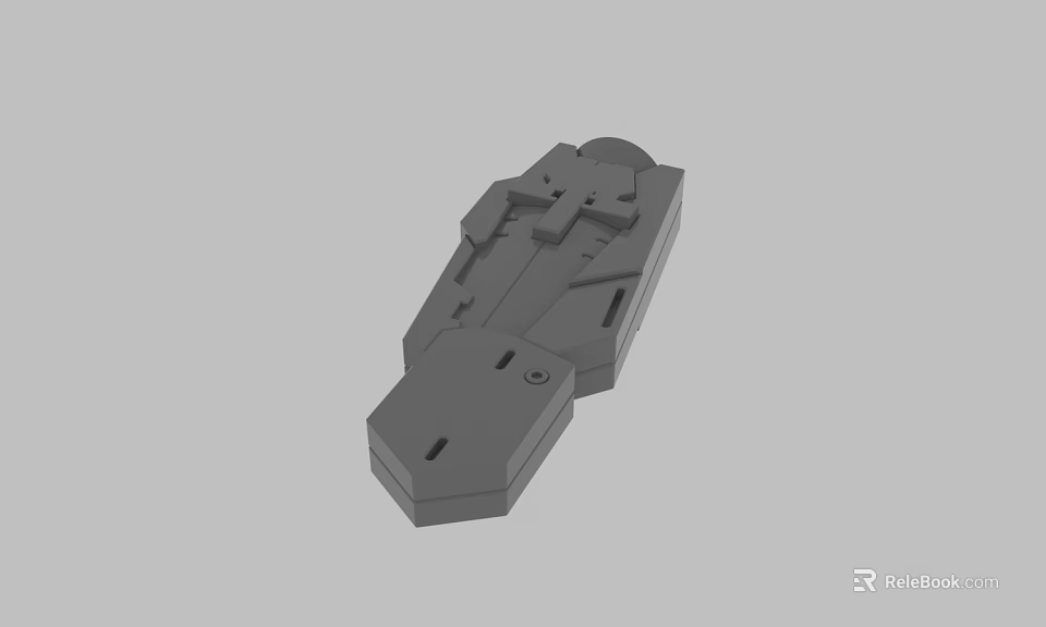 Gray Mechanical Part 3D Model With Irregular Shape Holes And Grooves Detailed Structure 3d model 