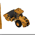 Yellow Construction Road Roller With Large Wheels For Road Compaction Work 3d model