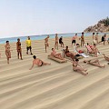 Seaside Beach People Multiplayer Men Women Beach Volleyball Recliner Bikini Sports People 3d model