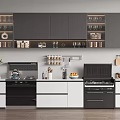 Modern Kitchen Cabinets Design With Dark Gray White Storage And Island Countertop