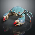 Turquoise Crab 3D Model With Red Tipped Claws On Black Background 3d model