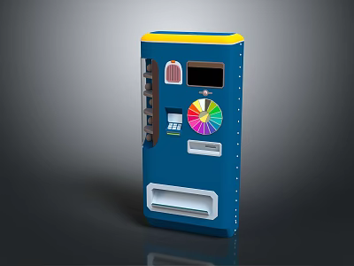 Commercial Blue And Yellow Vending Machine With Colorful Wheel Digital Screen Coin Slot Dispensing Compartment 3d model