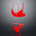 Red Lace Lingerie Set With Bra And Matching Panties For Women