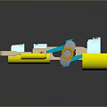 Automotive Parts Featuring Yellow Cylindrical Components Metal Connecting Rods And Mechanical Structure