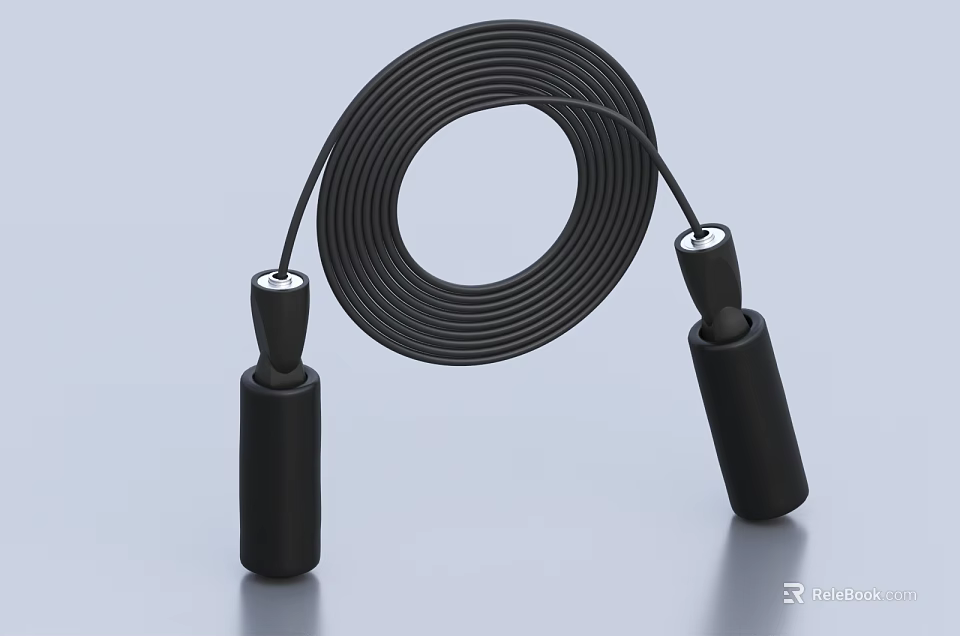 Durable Black Jump Rope with Ergonomic Handles for Fitness Training 3d model 
