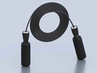 Durable Black Jump Rope with Ergonomic Handles for Fitness Training 3d model