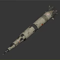 Vintage Rocket Model With Red Markings And Detailed Structural Design Elements 3d model