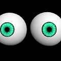Realistic Human Eyes With White Sclera And Green Pupils On Black Background