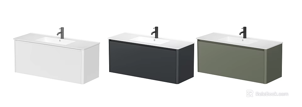 Modern Bathroom Washbasin Designs In Different Colors With Countertop And Faucet 3d model 