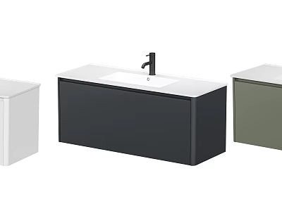 Modern Bathroom Washbasin Designs In Different Colors With Countertop And Faucet 3d model