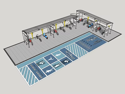 Motorcycle Canopy Design For Outdoor Covered Parking With Multiple Bikes 3d model