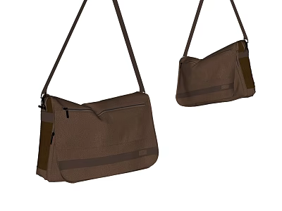 Stylish Brown Shoulder Bags With Horizontal Stripes And Durable Fabric For Everyday Use 3d model