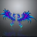 Twin Phoenixes With Purple And Blue Feathers Spread Wings On Reflective Surface