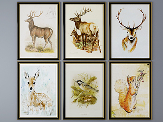 Nordic Animal Painting Hanging Paintings 3d model