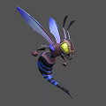 Winged Insect Creature Character Design With Colored Model And Wireframe 3D Render 3d model