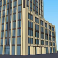 Modern High Rise Hotel Building With Podium Structure And Large Windows Design