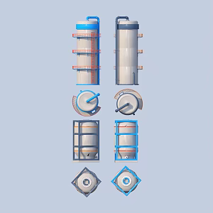 Storage tank industrial storage tank valve ladder 3d model