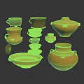 Decorative Clay Pottery Furniture With Various Shapes Colors And Textured Surfaces