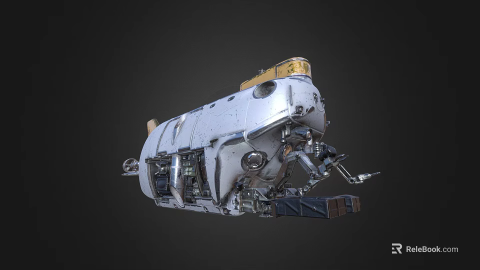 Industrial Sci Fi Style Mechanical Device With Metallic Structure Complex Components And Yellow Top 3d model 