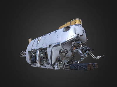 Industrial Sci Fi Style Mechanical Device With Metallic Structure Complex Components And Yellow Top 3d model