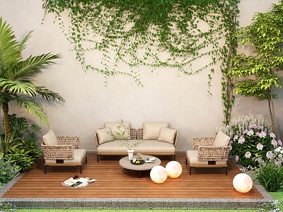 Woven outdoor sofa leisure sofa courtyard sofa plant combination model