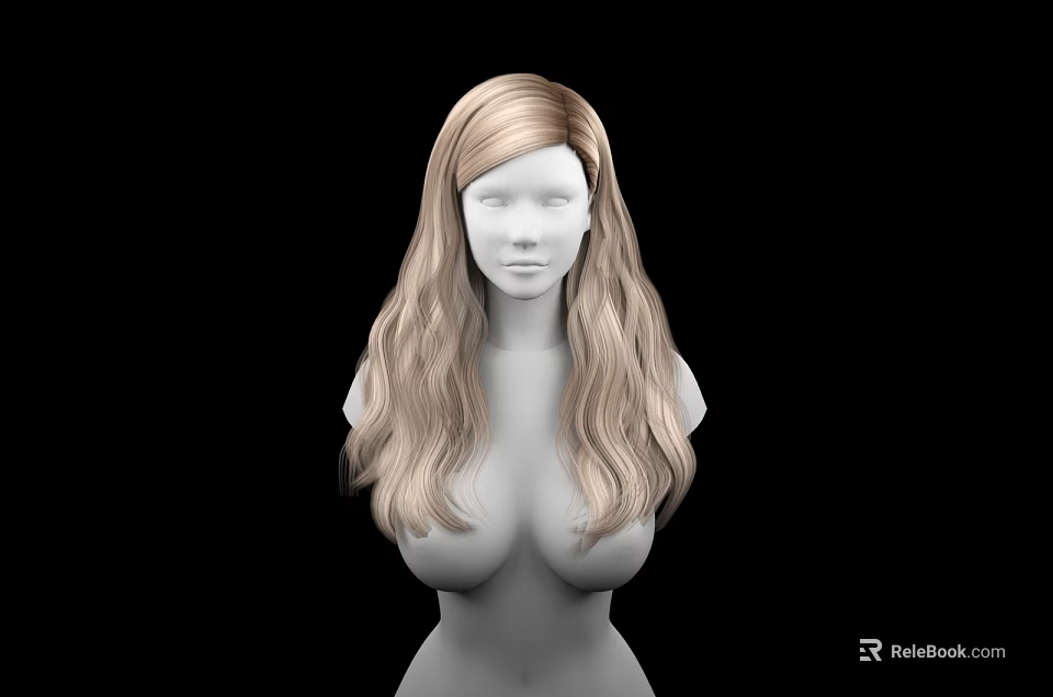 Detailed 3D Female Game Movie Character With Long Blonde Hair Bust 3d model 