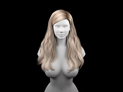 Detailed 3D Female Game Movie Character With Long Blonde Hair Bust 3d model
