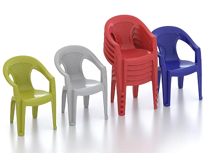 Colorful Modern Plastic Dining Chairs With Stackable Armrest Design in Multiple Colors 3d model