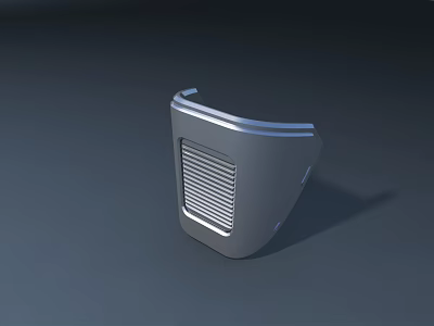 Contemporary Reception Desk In Gray Finish With Grille Detail And Sleek Lines 3d model