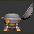 Sci Fi Style Grills With Open Lid And Closed Top Orange Gray Accents
