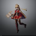 Anime Character With Golden Long Hair Red Outfit Crown Holding Book And Long Boots