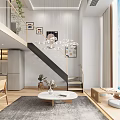 Modern Apartment Living Room With Open Design Chandelier And Coffee Table
