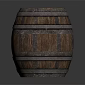 Traditional Wooden Barrel With Metal Hoops And Rustic Surface Texture