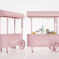 Stylish Pink Homemade Ice Cream Carts with Decorative Flags and Supplies