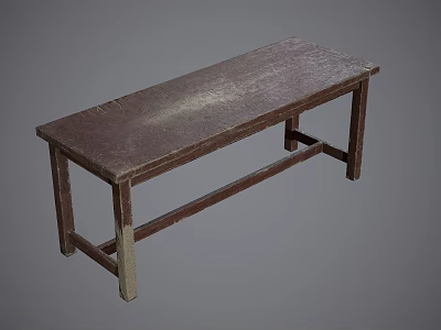 Rustic Wooden Bench Featuring Rectangular Top And Sturdy Support Legs 3d model