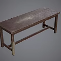 Rustic Wooden Bench Featuring Rectangular Top And Sturdy Support Legs
