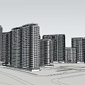 Modern High Rise Buildings In Urban Architectural 3D Model With Road Layout